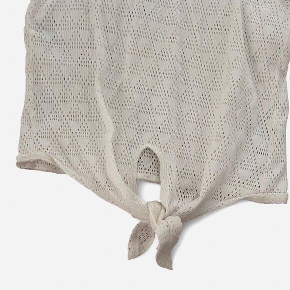 Madewell White eyelet Lace Knotted Short Sleeve Shirt – Size Small - Picture 3 of 7